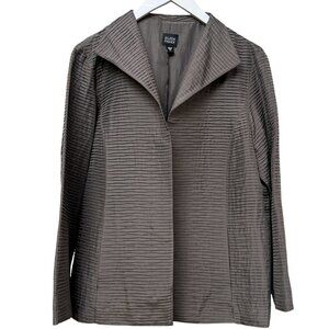 EILEEN FISHER 100% Silk Jacket Size Medium Brown Open Front Womens Evening